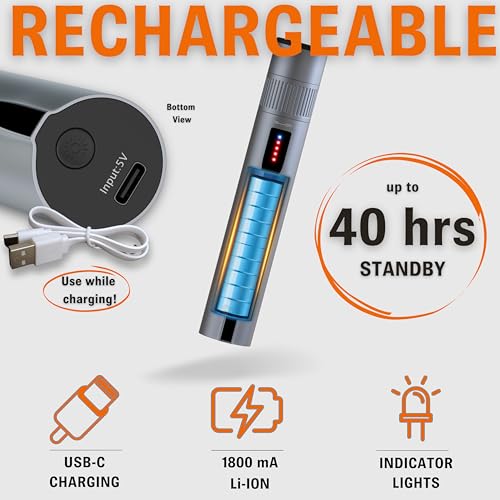 Visual Fault Locator - Rechargeable Red Light VFL Fiber Optic Tool kit - Retractable Head fits SC FC ST - Visible Red Light Source - Network Cable Tester - with Protective Case and LC Adapter