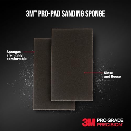 3M Pro-Pad Sanding Sponge, 2.88 x 4 x .5 in, 150 Grit, 54-Pack, Brown