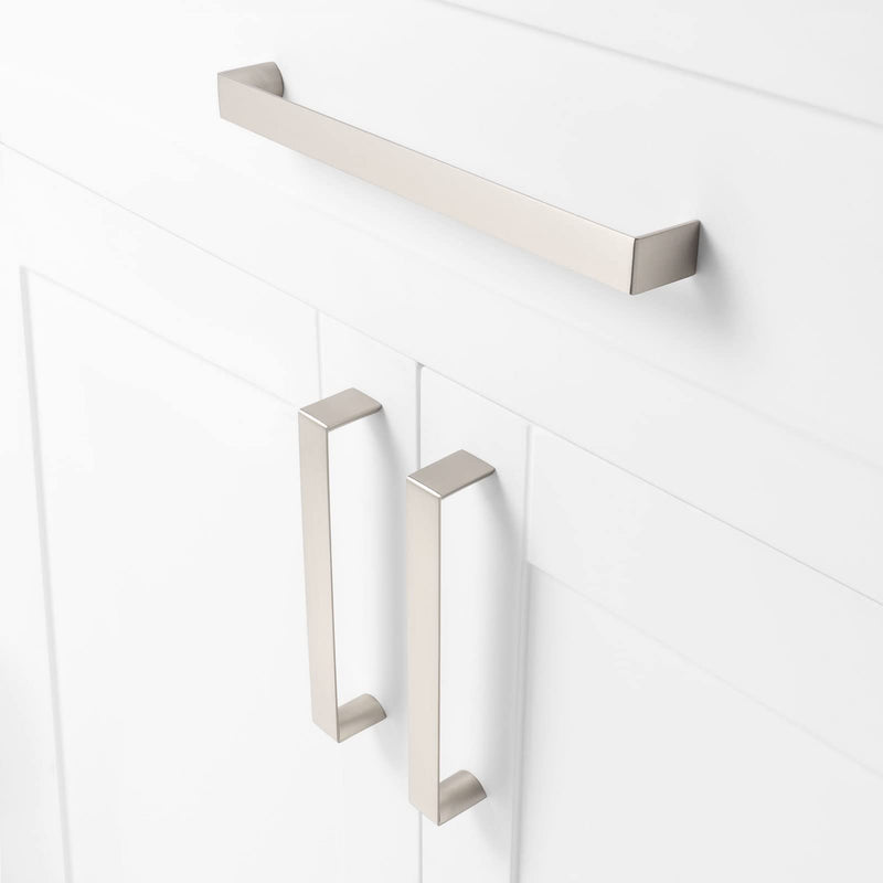 6 Pack 8-4/5 Inch Brushed Nickel Cabinet Pulls Satin Nickel Cabinet Handles Nickel Hardware for Kitchen Cabinets 1648 Drawer Bedroom Dresser Bathroom Vanity Cupboard 8-4/5 In Hole Distance - 6 Pack Modern