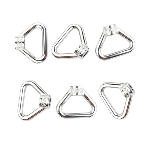 6 Pack M12 Lifting Eye Nut 1/2" Ring Triangle Shape Thread 304 Stainless Steel Eye Bolt Nuts M12-1/2"