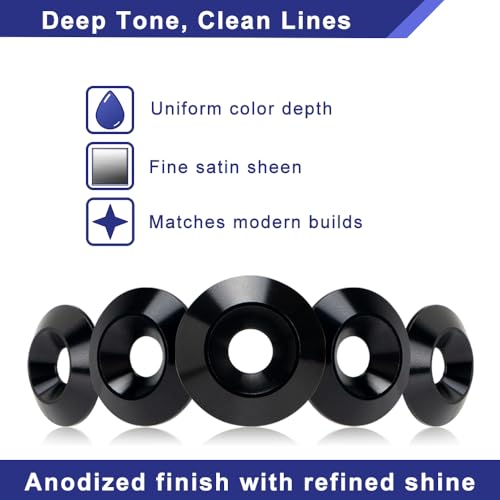 M6 18mm OD Aluminum Tapered Fender Washer (Black)