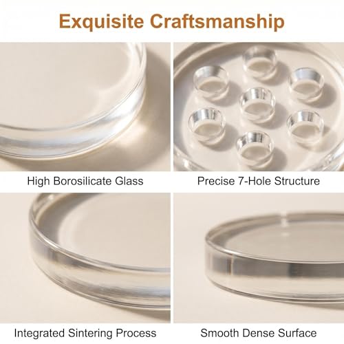 20Pcs 8mm/0.3Inch Clear High Borosilicate Glass Screens Filters with Holes 7 Honeycomb Holes Filter Screen