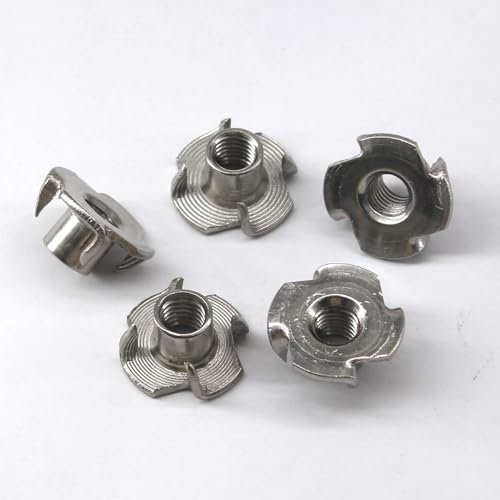 (50 Pieces) M10 Solid 304 Stainless Steel T Nut Four Claws Threaded Inserts
