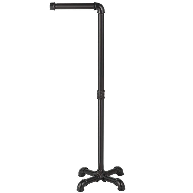 MOOACE Toilet Paper Holder Stand, Industrial Free Standing Bathroom Tissue Paper Roll Dispenser, Black pack of 1
