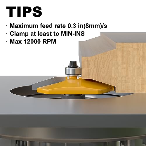Bevel Raised Panel Router Bits 1/2 Shank for Cabinet Door, 2-1/2-Inch Diameter, Shaker Raised Cabinet Door Making Frame Panel Design Router bits Use with Rail and Stile Moulding Router bit Bevel - 2-1/2" Diameter - 1/2" Shank Raised Panel Router Bit