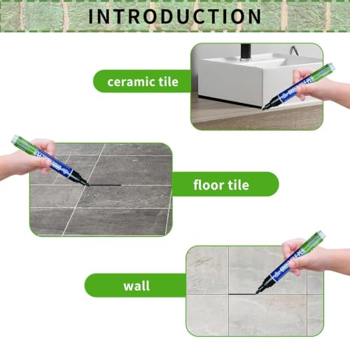 10 Pack White Tile Grout Pen, Grout Repair Paint Marker, Wall Floor Gap Seam Restorer Decontamination Pen for Bathroom Kitchen (Black, 10 PCS) Black 10PCS