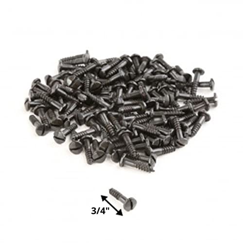 Renovators Supply Manufacturing Slotted Pyramid Head Screws 3/4 in. Steel Black Screws Pack of 100 Pieces 3/4" Slotted Wood Screws-Pack of 100