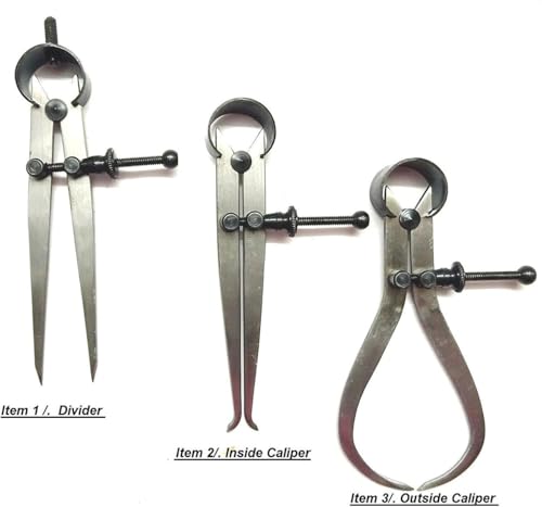 3 Pieces Spring Caliper Set - Inside, Outside & Divider 12" Inch / 300 Mm - Measuring Tool, Workshop, Tool Room