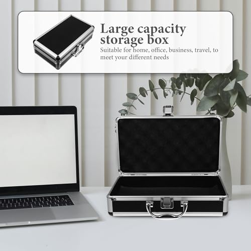 DOITOOL Aluminum Alloy Tool Box Portable Lockable Carrying Suitcase Multi-Purpose Storage Box with Handle Large Capacity Organizer for Hardware Accessories Home Office Travel Workshop Black