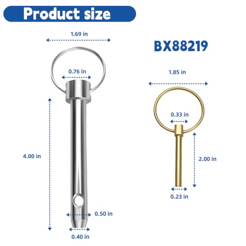 BX88219 1/2" Self-Retaining Tow Bar Pins for Blue Ox Aladdin 2 Pack
