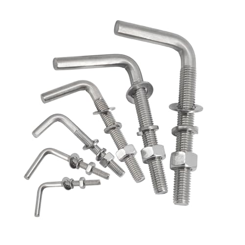 (30 Pieces) M5x50mm L Shaped Threaded Bolt Kits 304 Stainless Steel Foundation Anchor Bolts Square Screws Hooks For Hanging M5x50mm(30 Pieces)