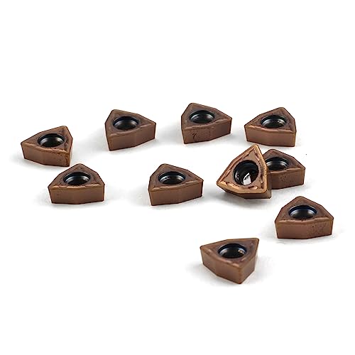 Carbide Turning Inserts WCMT050304 WCMT2.52 TiN Coated Carbide Inserts for Lathe Turning Tool CNC Lathe Turning Tool Holder Indexable Inserts for Steel Metal Machining, 10 Pieces
