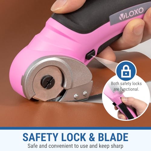 VLOXO Cordless Electric Scissors Cardboard Cutter with Replacement Blade Pink