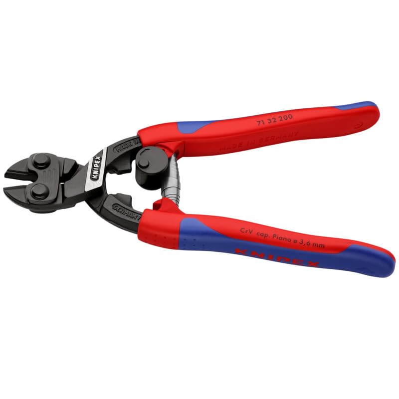 KNIPEX 71 32 200 High Leverage CoBolt Cutter with Notch and Spring, Comfort Grip Handles
