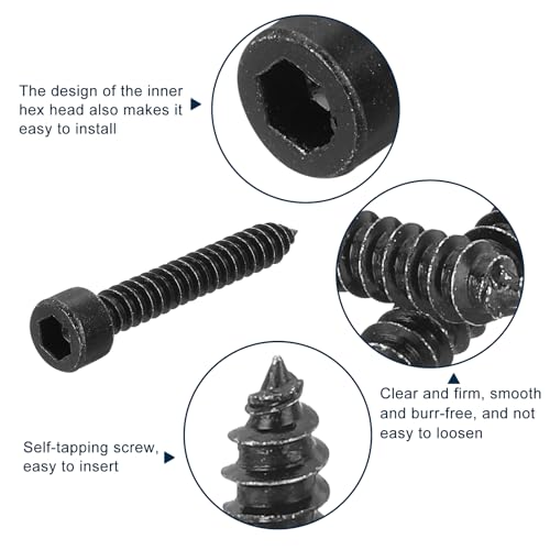 uxcell M6 Hex Socket Head Cap Self-Tapping Screw, 50Pcs M6x40mm 304 Stainless Steel, Hexagon Socket Head Tapping Screws, Hex Drive, Self Tapping Point - Black 50