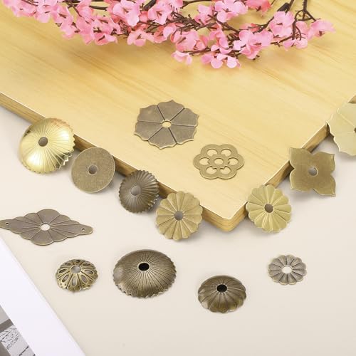 uxcell 12Pcs Cabinet Knob Backplate 1.54Inch Radial Shape Brass Washers Bronze Tone 12