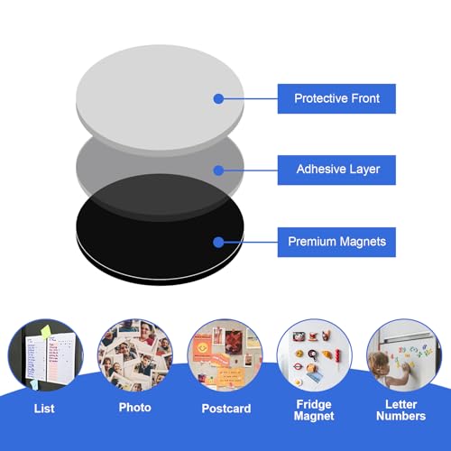 Towjug Adhesive Round Magnets for Crafts 1.2x0.08, 60 Sticky Magnetic Dots 1.2x0.08" / 30x2mm