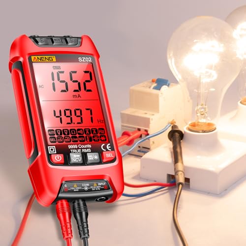 ANENG SZ02 Digital Multimeter Tester, TRMS 9999 Count Auto Range Volt Meter Multicolored