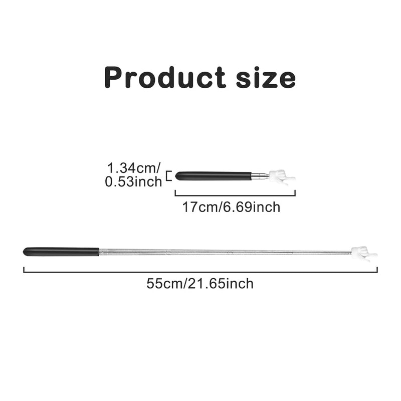 2Pcs Telescopic Teachers Pointer,Extendable Finger Shape Pointing Stick,Teacher Pointer Stick for Teaching,Conference Training,Demonstration,Lecture,Museum Explanation black