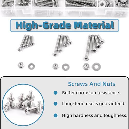  [AUSTRALIA] - Glarks 333Pcs Machine Screw Assortment Kit #4-40 Stainless Steel Phillips Pan Head Assorted Nuts Bolts and Flat Washers Set, 304 Stainless Steel Machine Screws Assortment Set with Storage Case