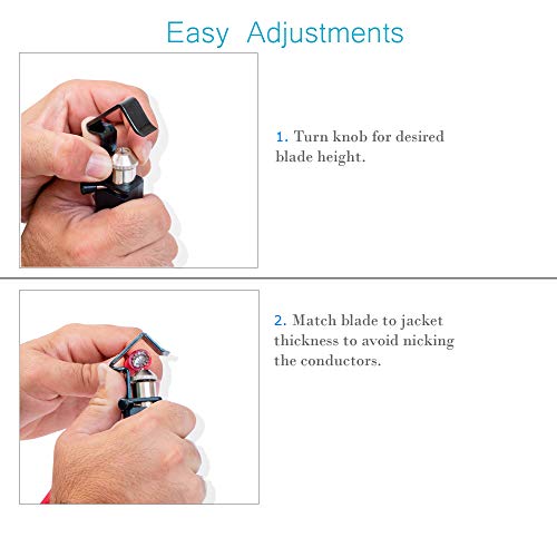 Round Cable Stripper – With Adjustable Cutting Depth – For Circumferential, Longitudinal, and Window stripping – 3/16" to 1" Diameter.