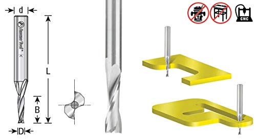 Amana Tool 51761 SC CNC Spiral Double O Flute Plastic Cutting 1/8 Dia x 1/2 CH x 1/8 Shank x 2 Inch Long Up-Cut Router Bit