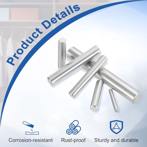 uxcell 100Pcs 4mm x 30mm Dowel Pins, 304 Stainless Steel Cylindrical Shelves Support Pegs Locating Pin Shelf Fasten Elements for Bookshelf Cabinet Furniture Component (GB119), Silver 100