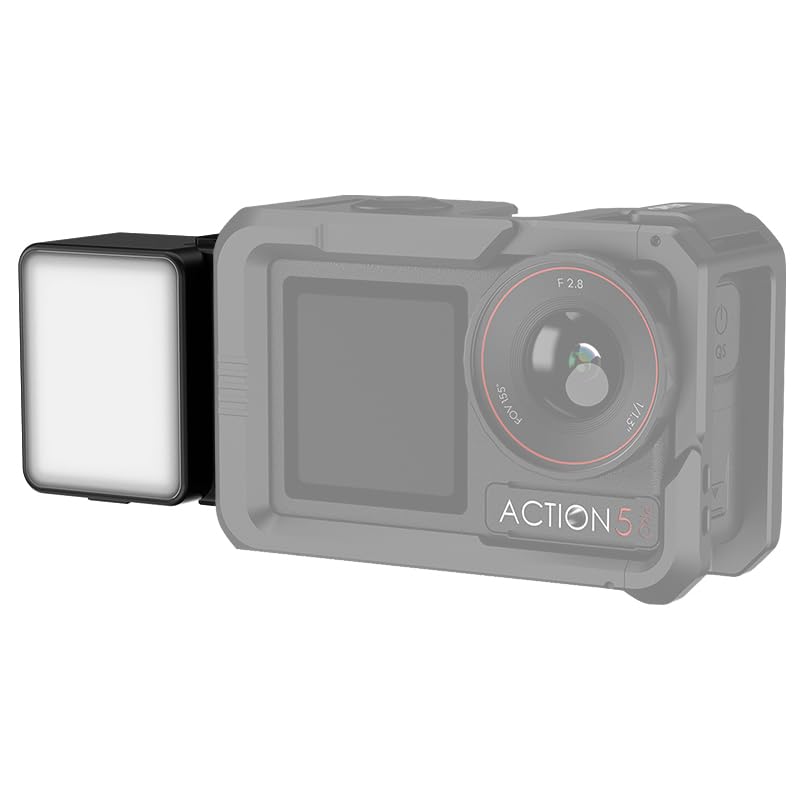 JJC Magnetic Auxiliary Light for DJI Osmo Action 5 Pro 4 3, Rechargeable Mini LED Video Light, for Selfie Vlog Recording, Lightweight IPX5 Waterproof Light for Osmo Nano