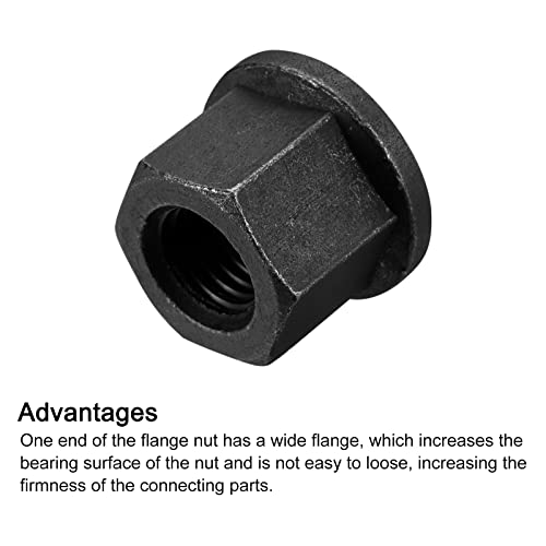 uxcell M16 Flange Hex Nuts, 5pcs Grade 10.9 Carbon Steel Black Oxide Finished Hex Flange Nuts for Machinery 5