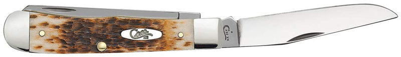 Case XX WR Pocket Knife Trapper With Genuine Bone Handle, Carbon Steel Blade(s), Length Closed: 4 1/8 Inches (Amber Bone) Amber Bone