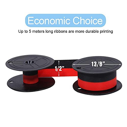 2 1/4 in x 150 ft Calculator Paper Rolls (10 Packs), Compatible Universal Twin Spool Calculator Ribbon (Black and Red, 12 Packs)