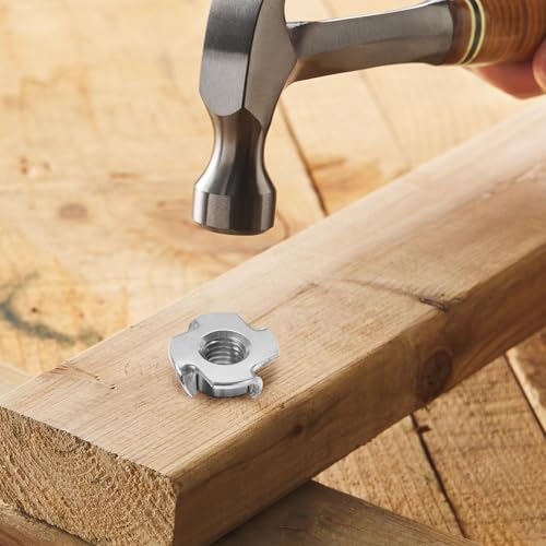 M6 T-Nuts 304 Stainless Steel, 4-Pronged Tee Nut for Wood, Rock Climbing Holds, Furniture, 50 PCS M6