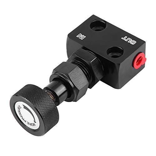 Brake Proportioning Valve, Universal Motorsport Shut Off Pressure Regulator Car Valve Aluminum 150PSI - 1200PSI Proportion Adjustable Prop Bias Adjuster Racing Lever (Black)