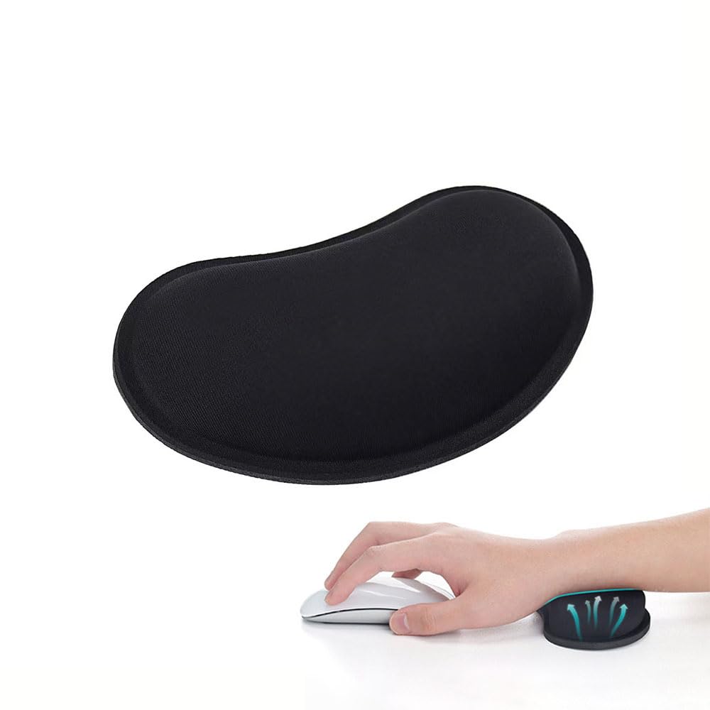 Wrist Rest for Mouse, Ergonomic Memory Foam Wrist Cushion Support Pad, Mouse Wrist Pad with Non-Slip Base for Typing Pain Relief, Office, Home, Gaming, Computer, Black