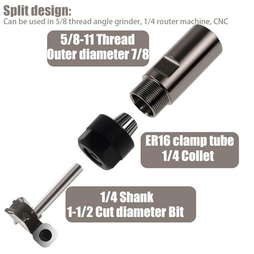 1.5-Inch Carbide Shaping Disc for Wood Carving 3-Blade Replaceable Cutter Design 5/8-11 Thread Angle Grinder Attachment Woodworking Abrasive Tool for Shaping, Slotting & Flat Bottom Cleaning 1.5-Inch