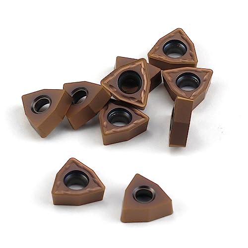 Carbide Turning Inserts WCMT050304 WCMT2.52 TiN Coated Carbide Inserts for Lathe Turning Tool CNC Lathe Turning Tool Holder Indexable Inserts for Steel Metal Machining, 10 Pieces