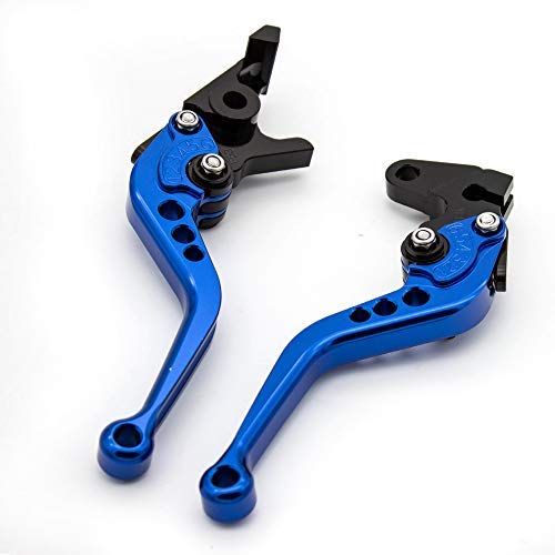 FXCNC CNC Aluminum Short Adjustable Brake Clutch Levers Compatible with YFM700 Raptor 700 R 2008-2022, YFZ450 YFZ450R YFZ450X 2008-2020, YFM250 Raptor 2008-2013, Raptor 250R 2011 Blue Lever with Black Adjuster