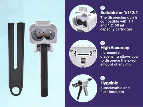 2 PCS Dispenser Guns, 50ml Dispensing Gun Kit，10:1 50ML-10:1x2