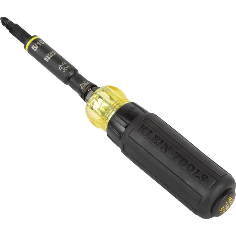 Klein Tools 32500HDRT KNECT Ratcheting Screwdriver, Multi-Bit Screwdriver / Nut Driver, Impact Rated 11-in-1 Tool with Phillips, Slotted, Square and Torx Tips