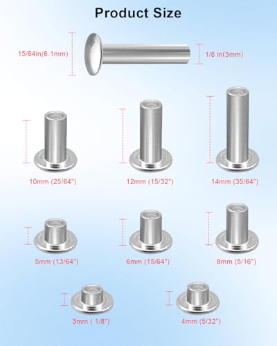 1/8" Diameter Tubular Rivets Aluminum for Toy Truck Car Window Restoration
