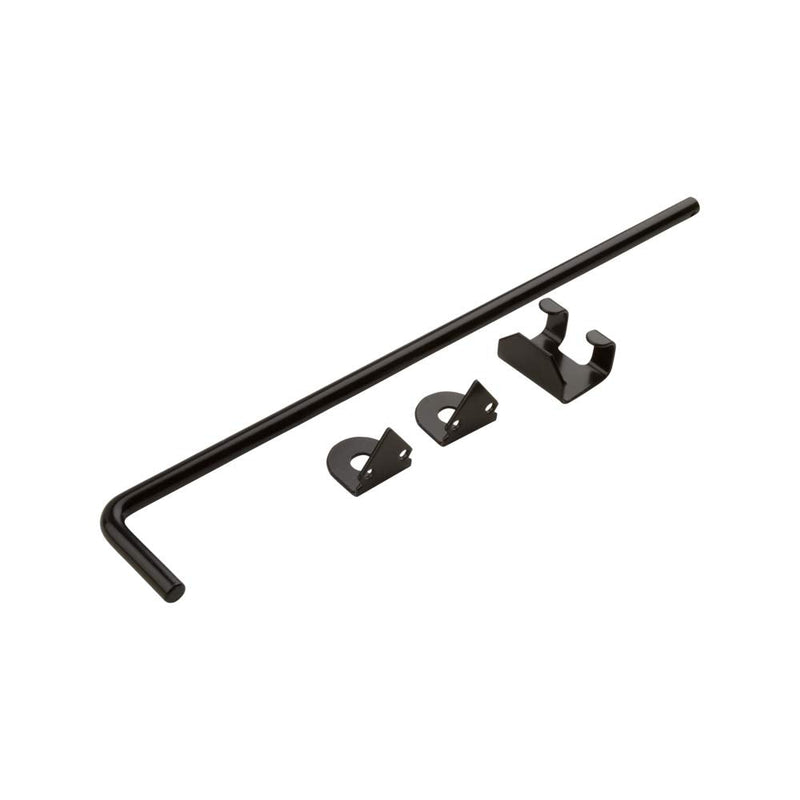 National Hardware V835 Cane Bolt Door Latch 1/2 in x 18 in Black Steel Gate Hardware for Heavy Wood Gates and Doors with Variable Bolt Throw Vertical Horizontal