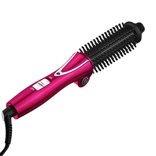 Foldable Travel Hair Curler Brush – Dual Voltage 100-240V Styling Tool with UK Plug, Compact Hot Brush for Short Hair, Quick Heat-Up, Easy to Use & Travel-Friendly Rose