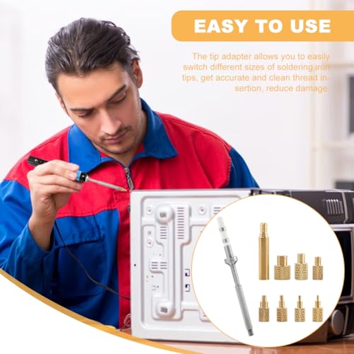 Heat Set Insert Tool M2 M2.5 M3 M4 M5 M6 M8 Hot Mel-t Brass Knurled Nut Embedded Insertion Tip Adapter Kit 3D Printed Parts Install for TS100 TS101 Pine64 936 Soldering Iron Heat Set Insert Tool Kit Silver+gold