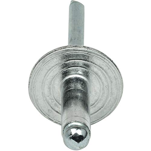 Fastenere Large Flange Pop Rivets - 3/16" x 1/4" (50 Pack) Aluminum Body Steel Mandrel, Heavy Duty Dome Head Blind Rivets, Open End 6-4 Gap .188" - .250" - Corrosion Resistant, High Shear Strength 3/16" x 1/4" (6-4) (50 Pack)