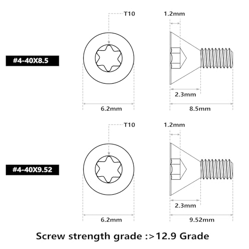 ohhunt Screws Set 30Pcs for Red Dot Sight Optics and Mount Includes #4-40 in 6.35mm/7.5mm/8.5mm/9.52mm/11.11mm Length 5 Sets of Screws 6 in Each Set