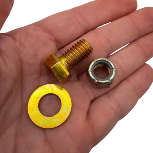 7/16"-14 x 3/4" Grade 8 Bolts (10-Pack) – Heavy-Duty Hex Bolts Includes Flat Washers & Nylon Lock Nuts – High-Strength SAE J429 Anti-Vibration 0.75" Coarse Thread Bolts 10 Bolts, Washers, Nuts