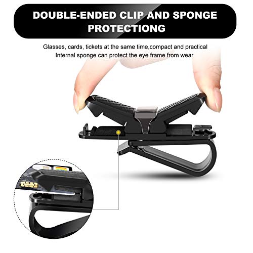 Boao 4 Pcs Sunglasses Holders for Car Sun Visor, Glasses Ticket Card Clip Mount Hanger, Double-Ends Clip 180 Degree Rotational Car Visor Accessories(Black) Black