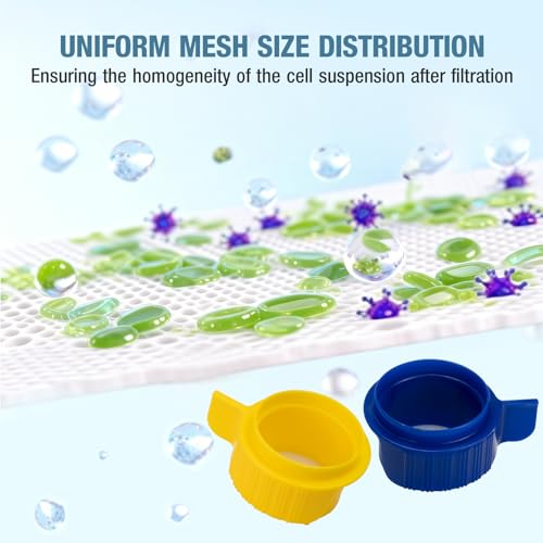 PEKYBIO 40um 70um 100um Cell Strainer Set, Stackable Handle Filter Screen with Nylon Screen Mesh and Polypropylene Frame, Individually Packaged Sterile Cell Filter for Life Science Experiments, 3 Pcs