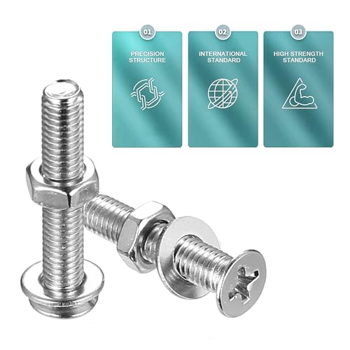 1110 Pcs M3 Screws and Nuts Set, Countersunk Bolts and Nuts Assortment, Phillips Flat Head Machine Screws with Washers Set(M3 Screw Kit, Silver)
