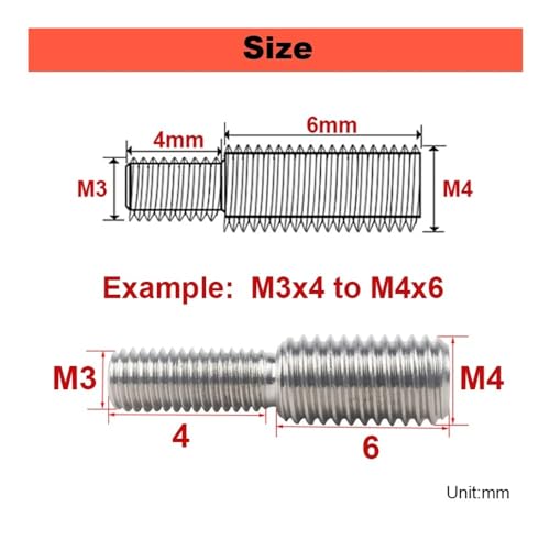 304 Transfer Screw Stainless Steel Thread Adapter Male to Male M3 M4 M5 M6 M8 M10 M12 M14 M16 to M20 Double Head Transfer Screw Bolt (M5x10-M8x10,4) M5x10-M8x10 4